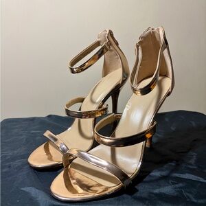 Forever Size 9 Rose Gold Passion 83 Strappy Stilettos